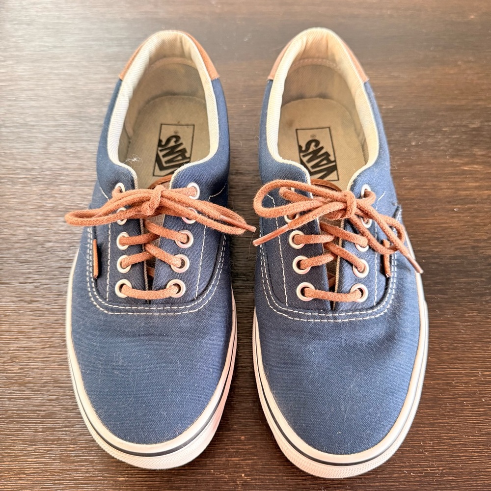 Vans Era Canvas Navy Sneakers Leather Trim Unisex